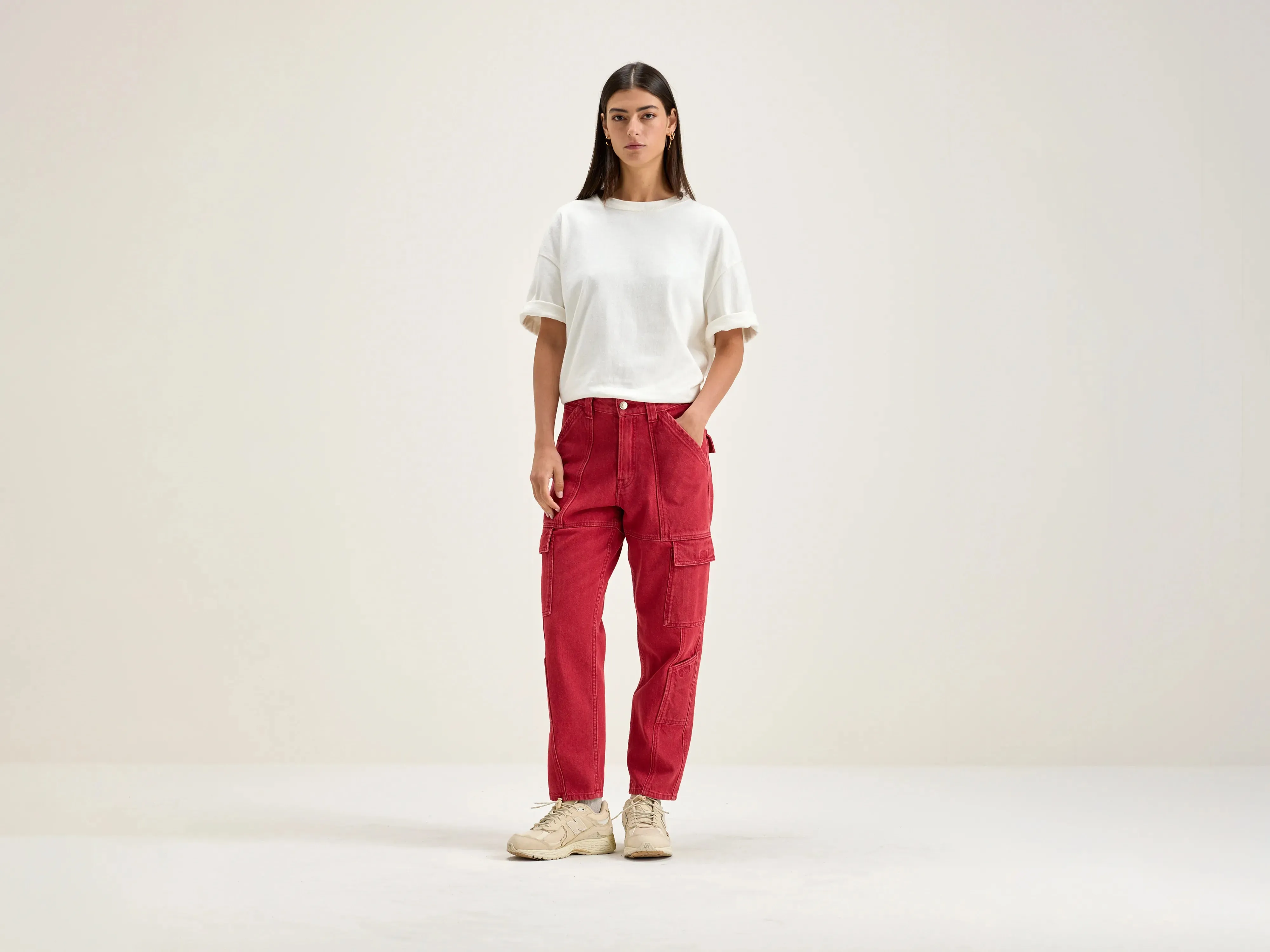 Pandora fitted cargo jeans (242 / W / WINE) sold by Bellerose