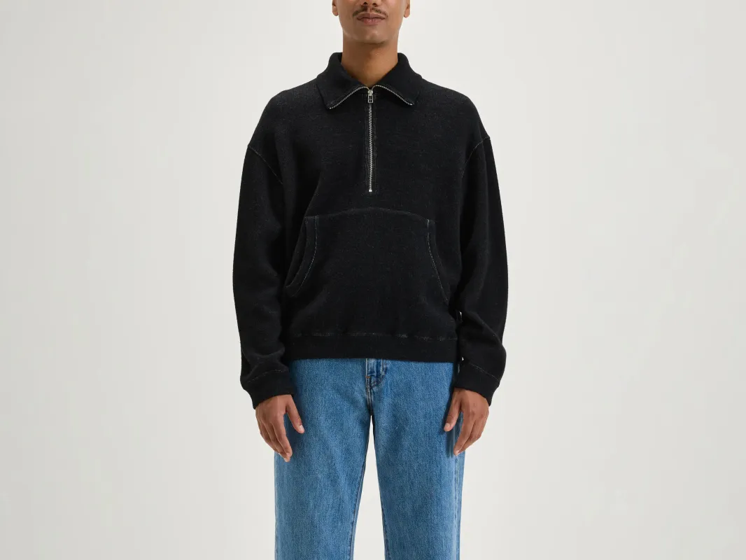 Mabro zipped-collar sweatshirt (242 / M / BLACK) sold by Bellerose