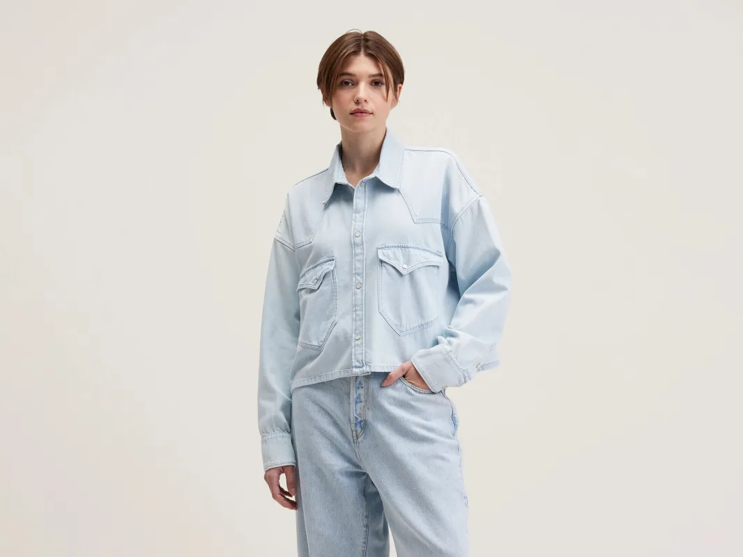 Polar cropped shirt (242 / W / USED LT BLUE) sold by Bellerose