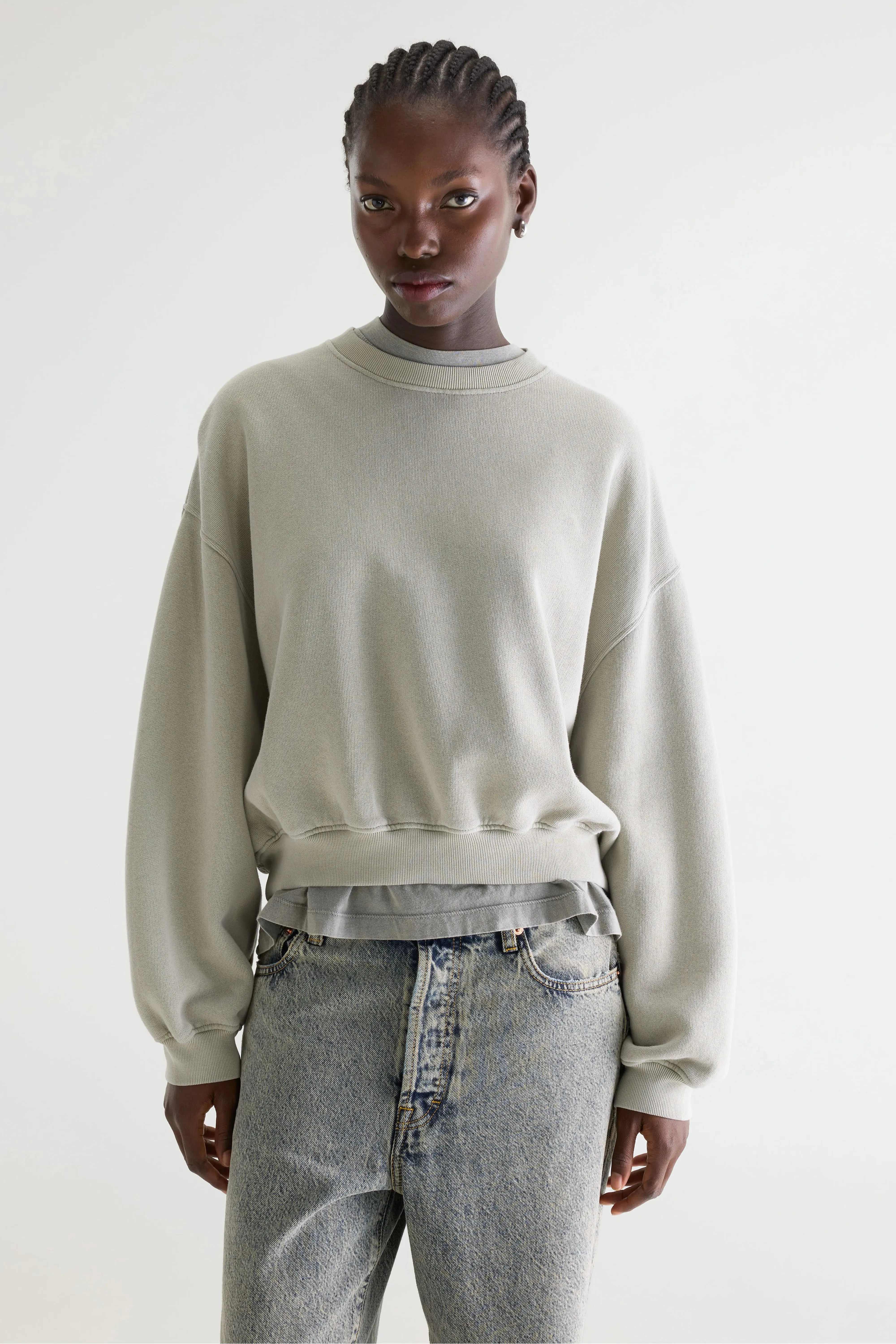 Fancy cropped crewneck sweatshirt (261 / W / JADEITE) sold by Bellerose product image thumbnail 2