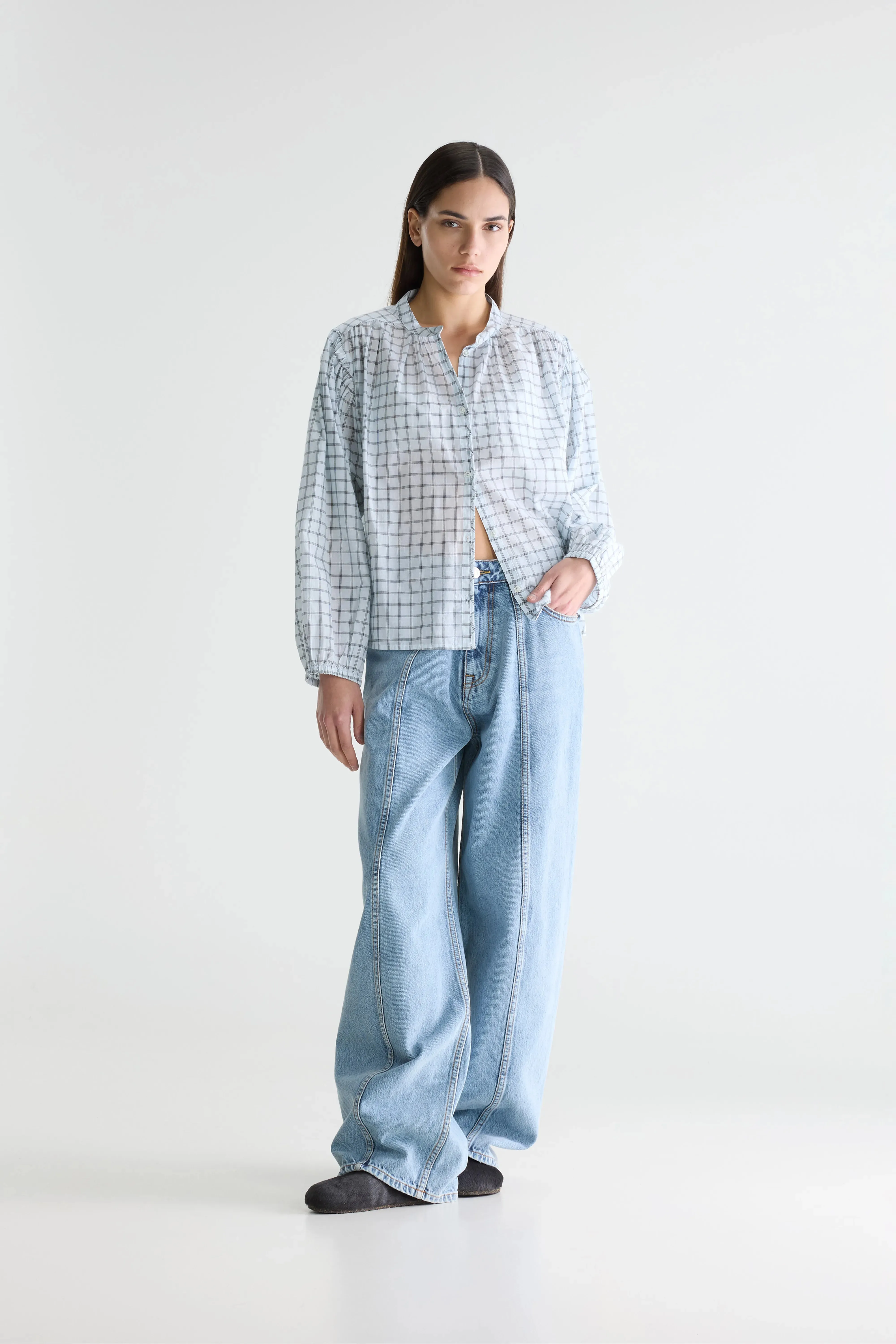 Cherry checked blouse (261 / W / CHECK B) sold by Bellerose product image thumbnail 3