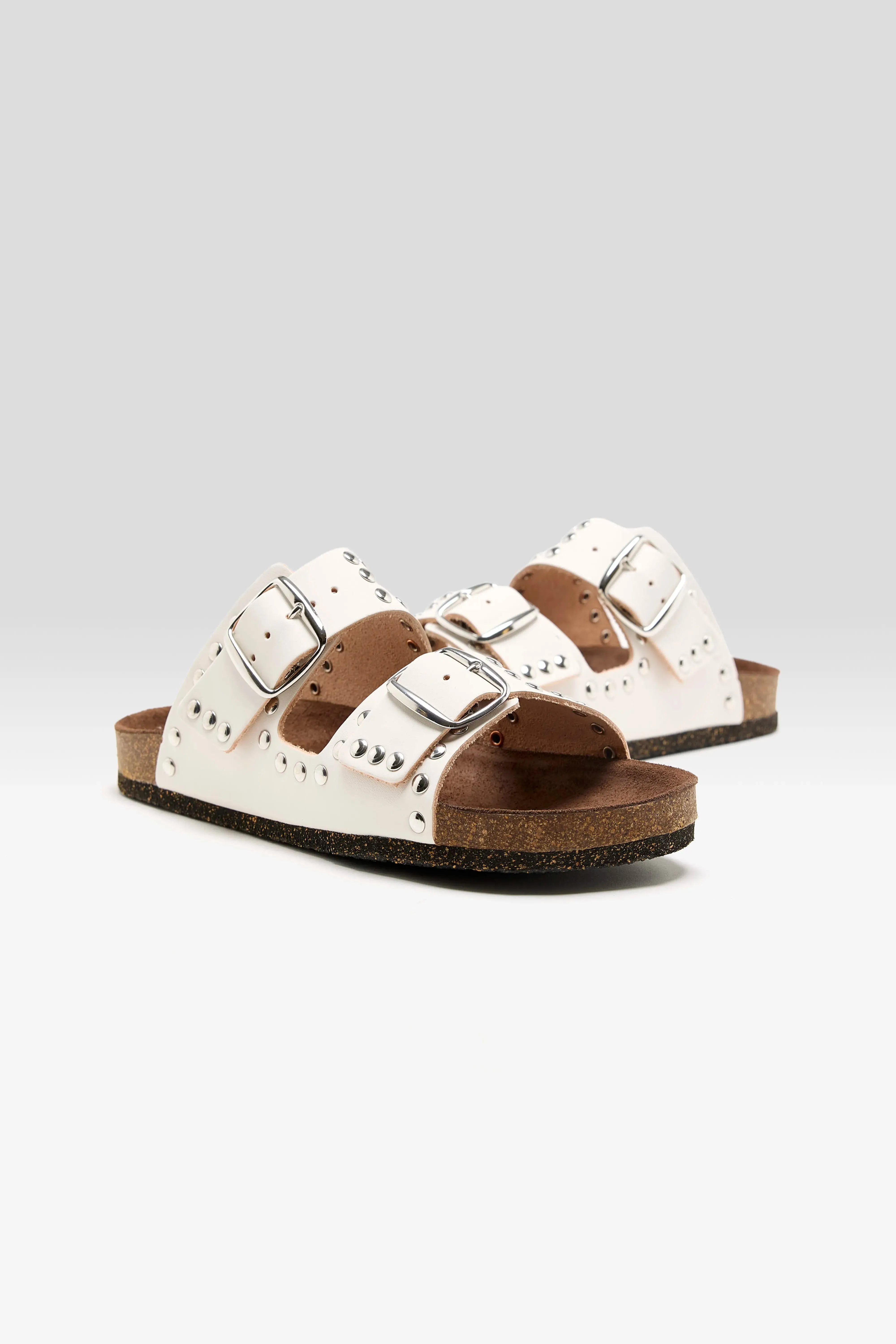 White Leather Rivet Sandals (261 / W / WHITE) sold by Bellerose product image thumbnail 3