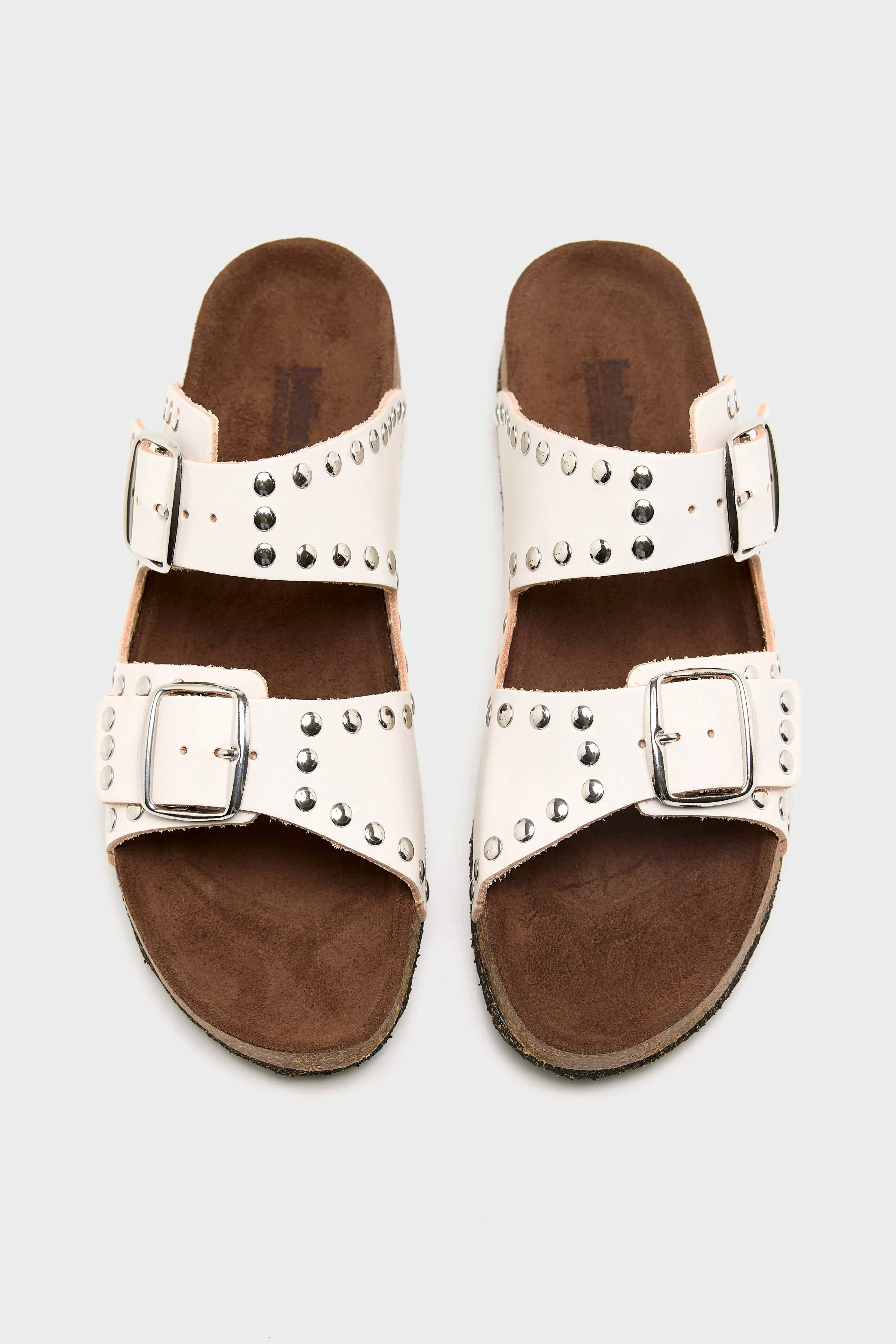 White Leather Rivet Sandals (261 / W / WHITE) sold by Bellerose product image thumbnail 4