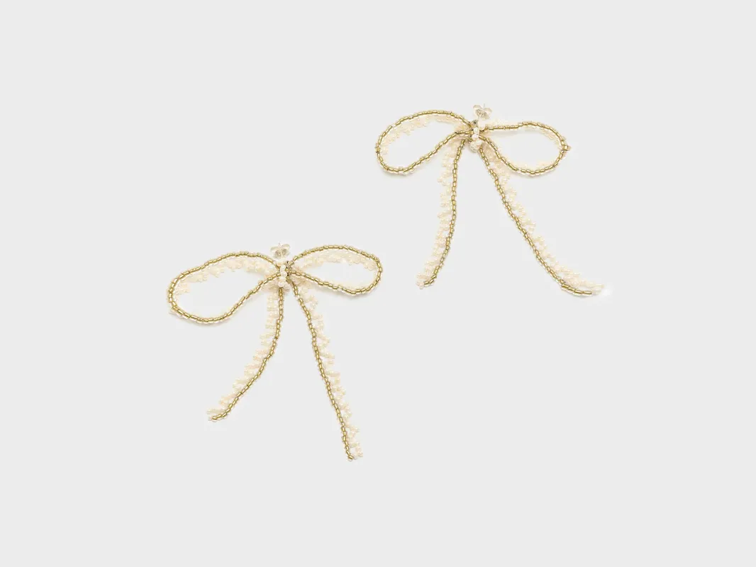 Lace Bow Ear Stick Earrings  (261 / W / WHITE) sold by Bellerose