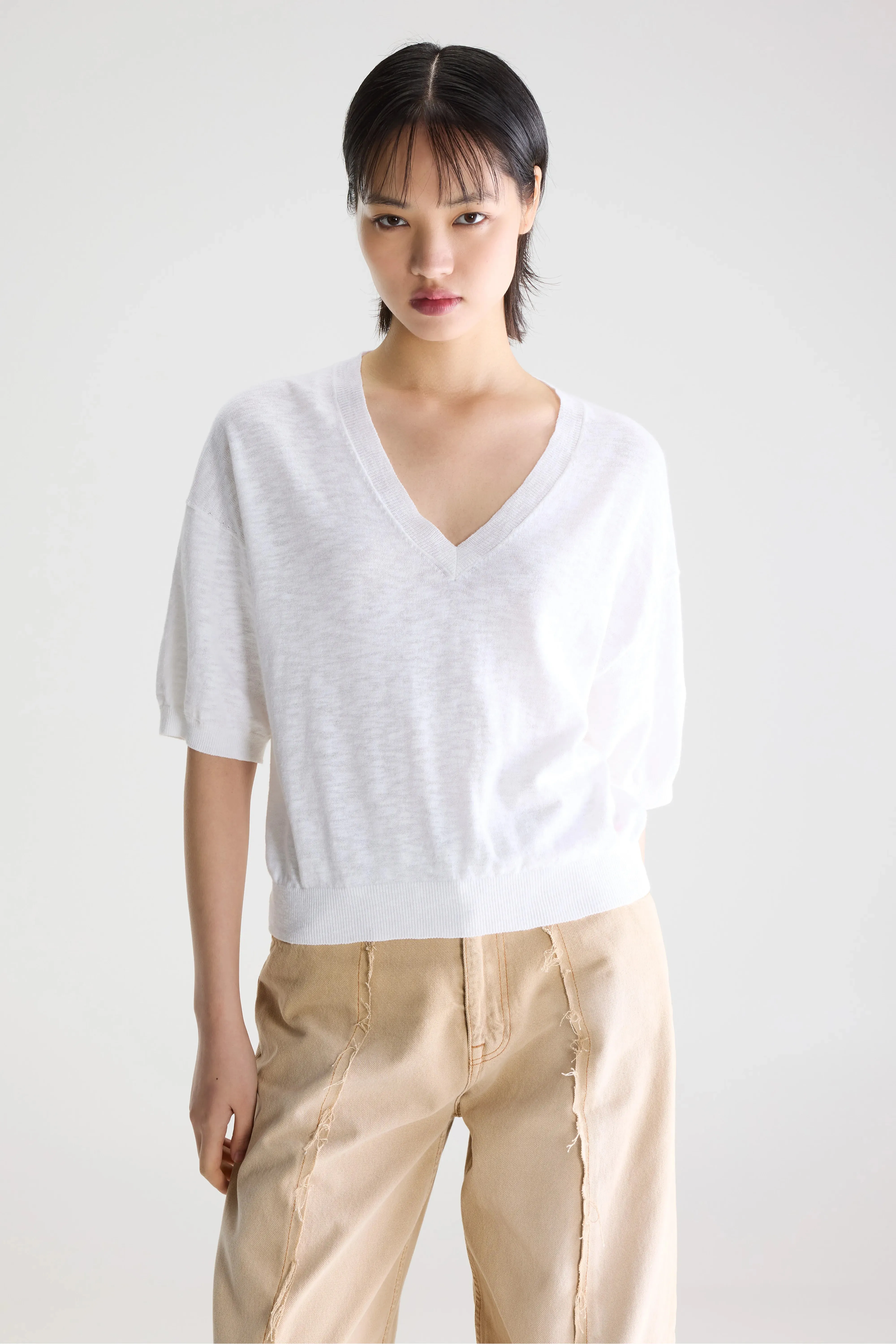 Dadif v-neck sweater (261 / W / WHITE) sold by Bellerose product image thumbnail 2