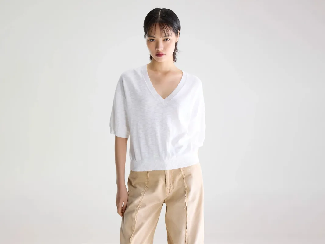 Dadif v-neck sweater (261 / W / WHITE) made by Bellerose