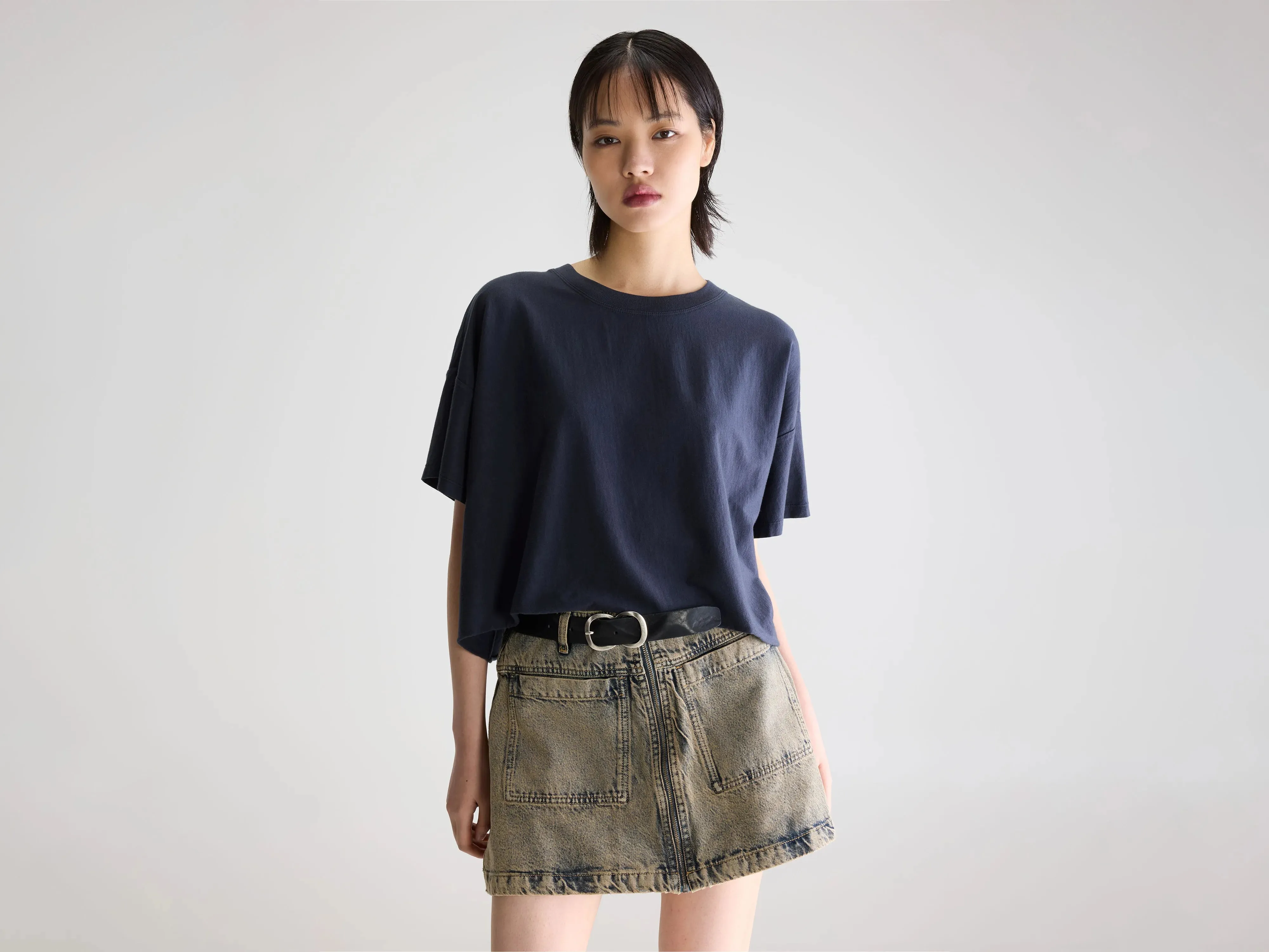 Farpy cropped t-shirt (261 / W / NAVY) sold by Bellerose