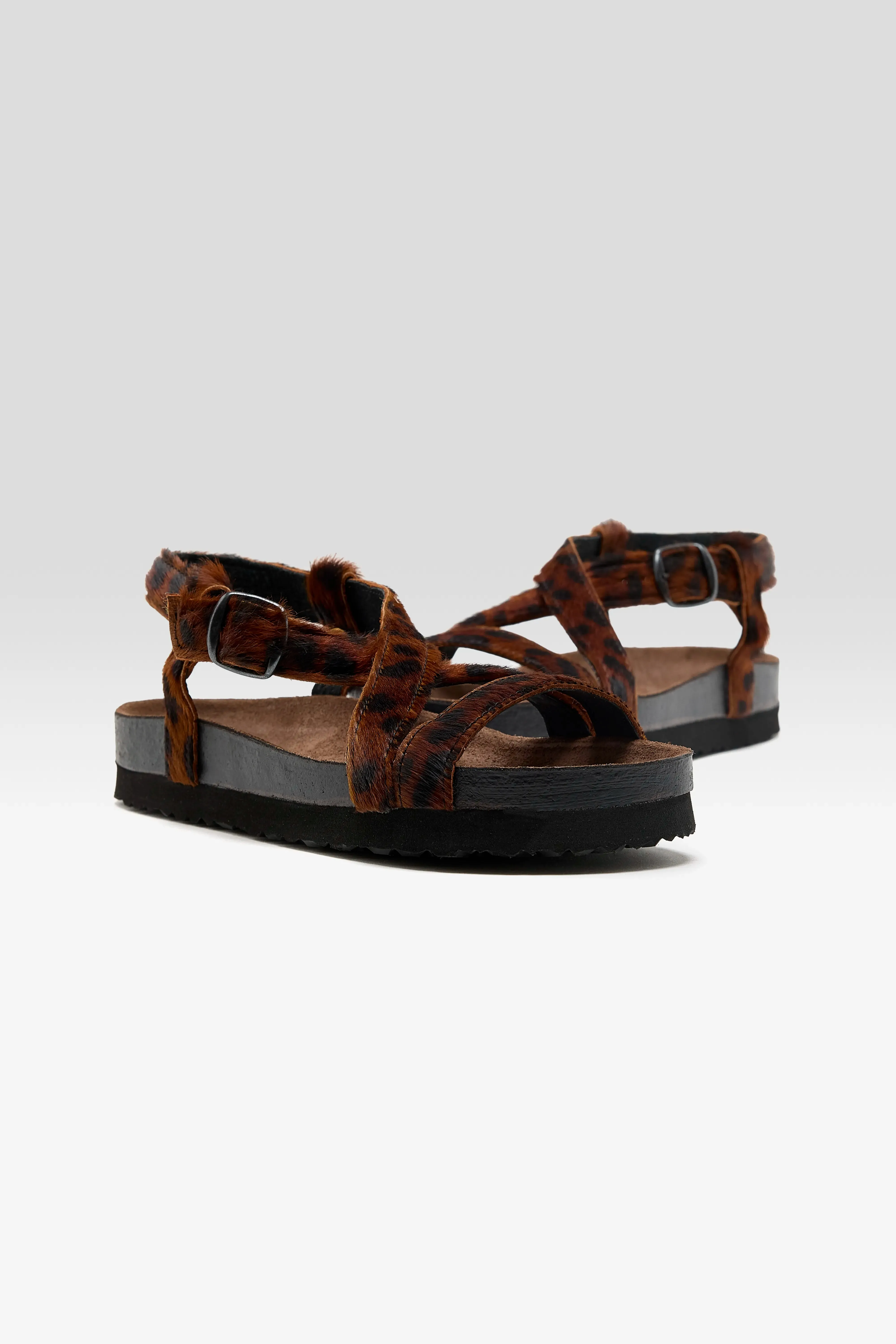 Cheetah Ponyhair Cross Strap Sandals (261 / W / BROWN) sold by Bellerose product image thumbnail 3