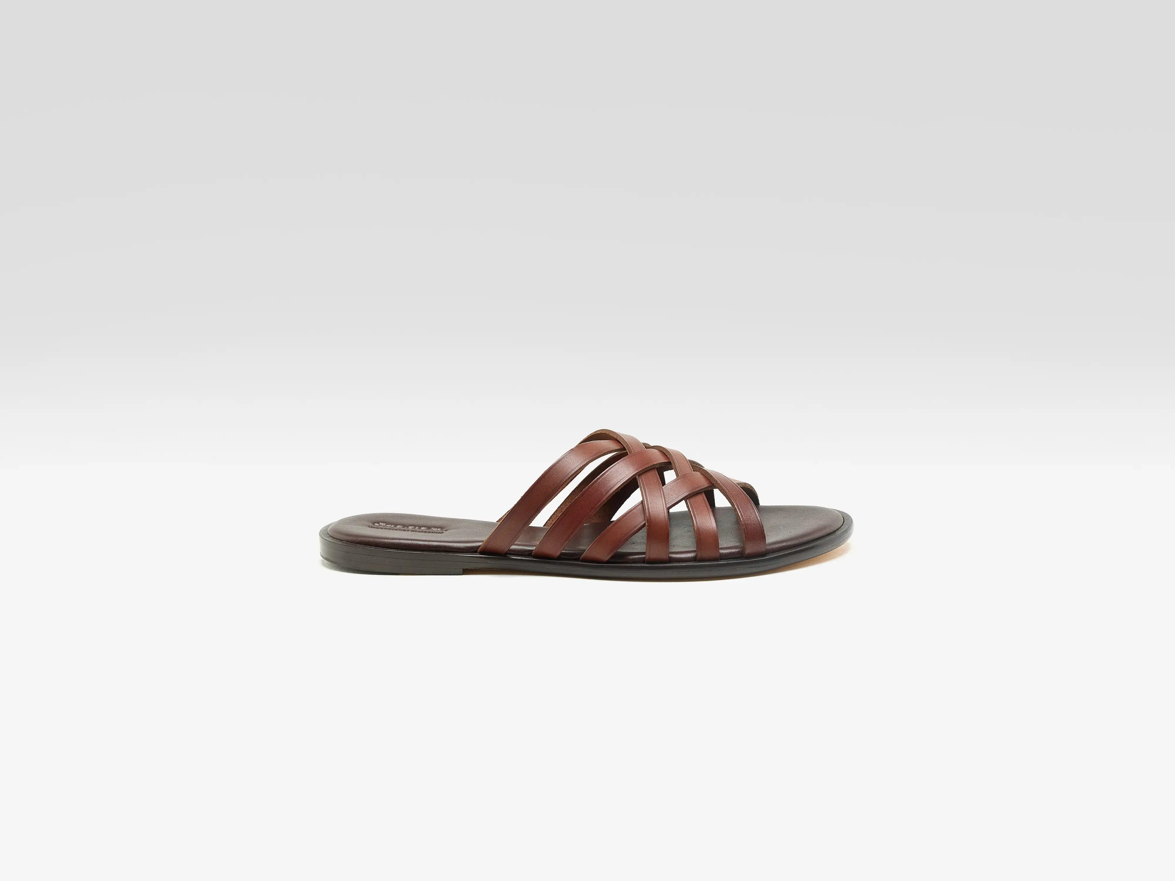 Cross Leather Sandals (261 / W / DARK BROWN) sold by Bellerose