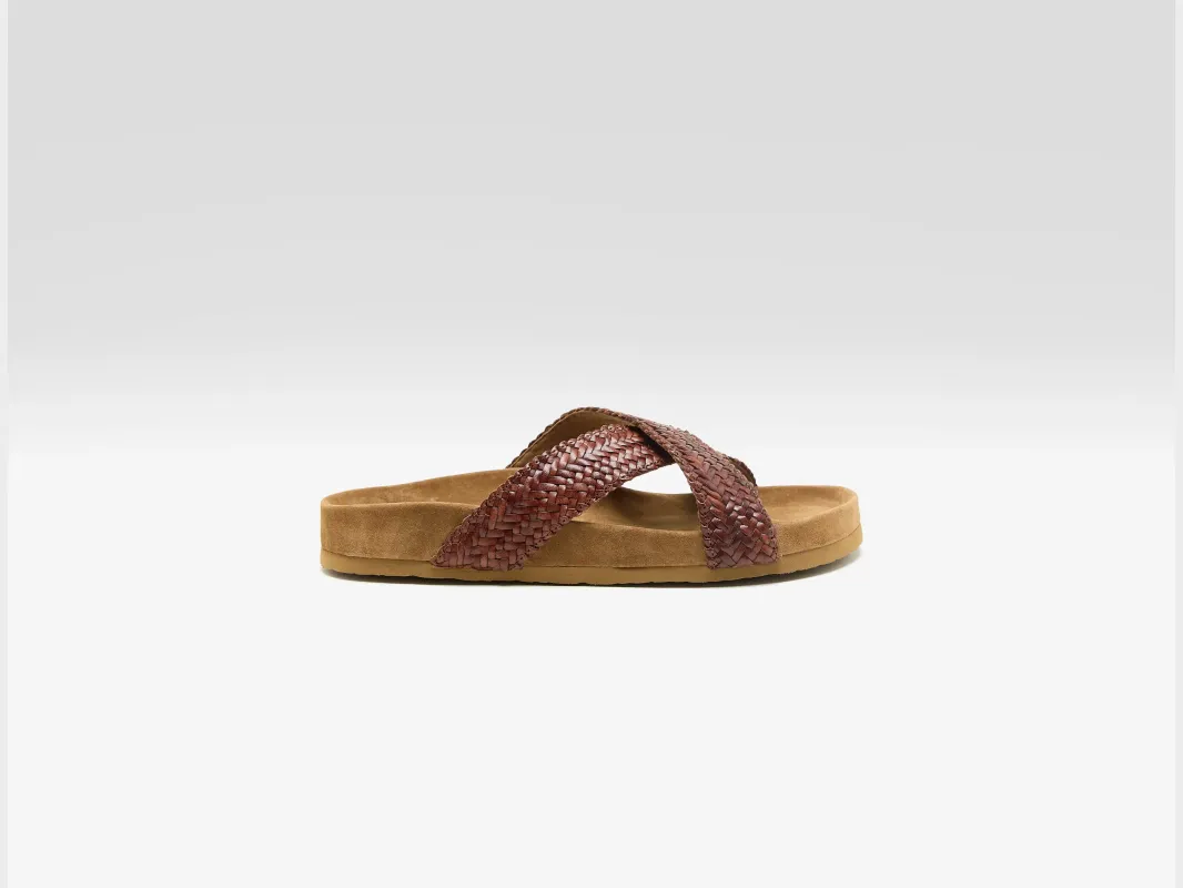 Handwoven Leather Sandals  (261 / W / DARK BROWN) sold by Bellerose