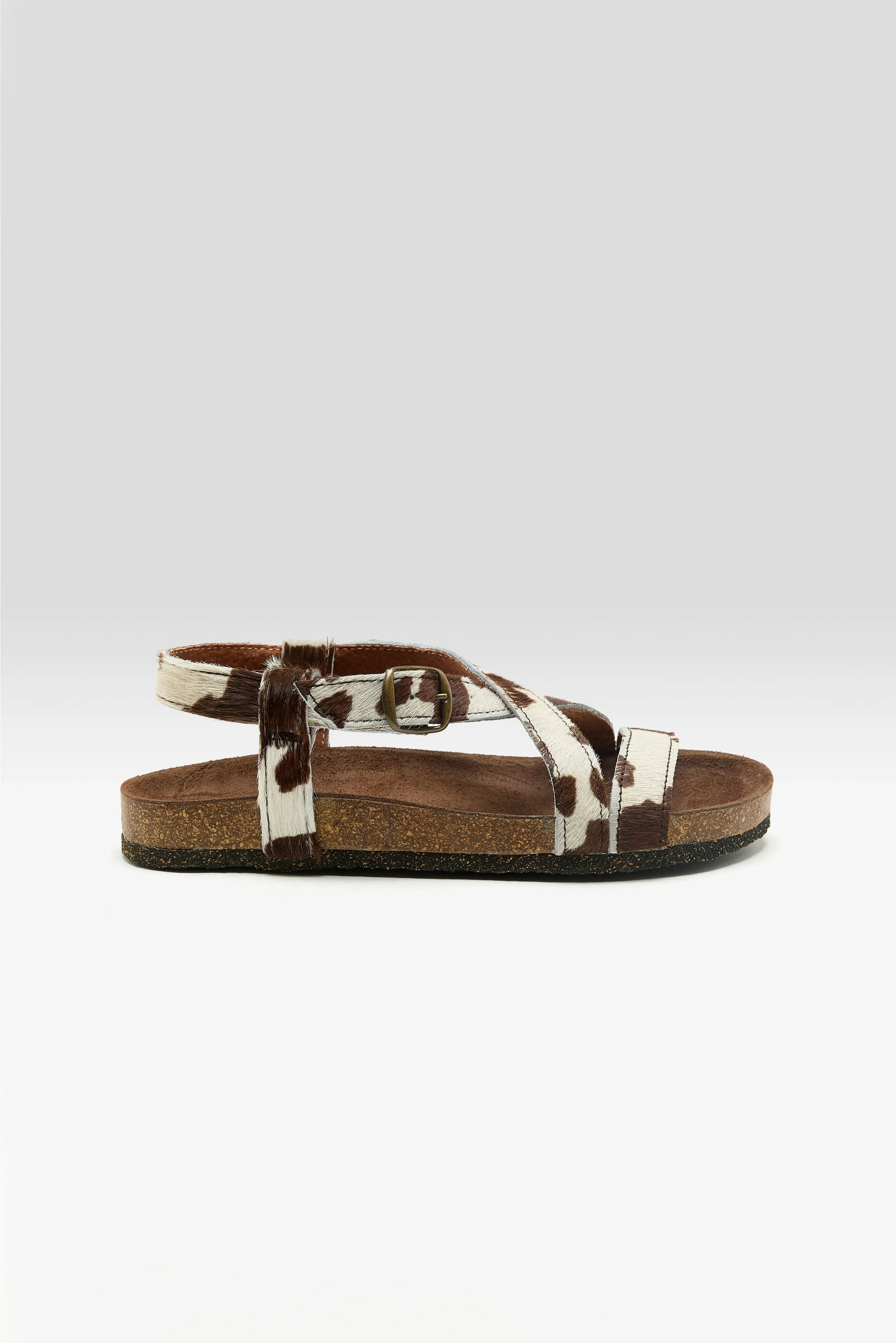 Cowprint Ponyhair Cross Strap Sandals (261 / W / WHITE) sold by Bellerose product image thumbnail 2