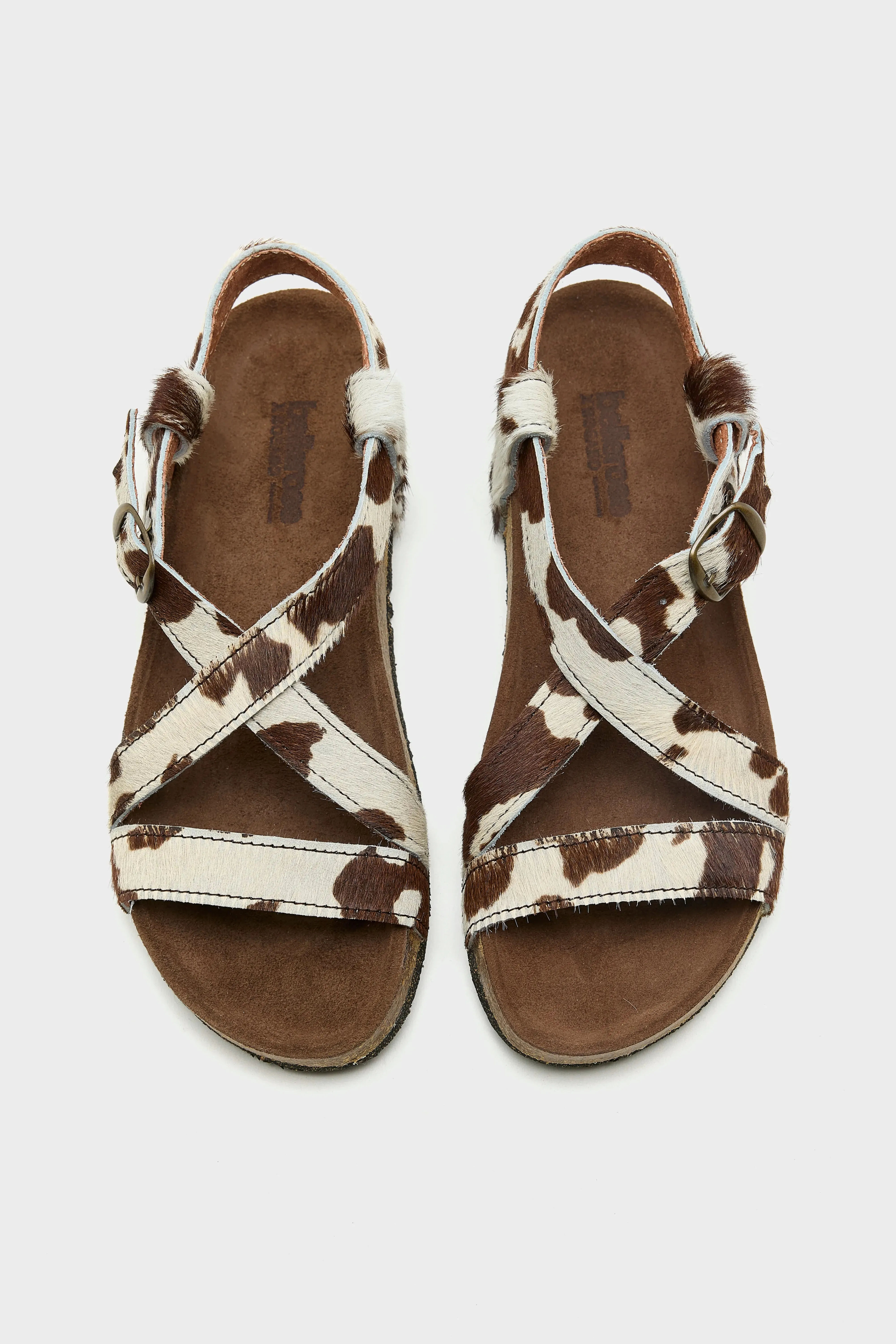 Cowprint Ponyhair Cross Strap Sandals (261 / W / WHITE) sold by Bellerose product image thumbnail 4