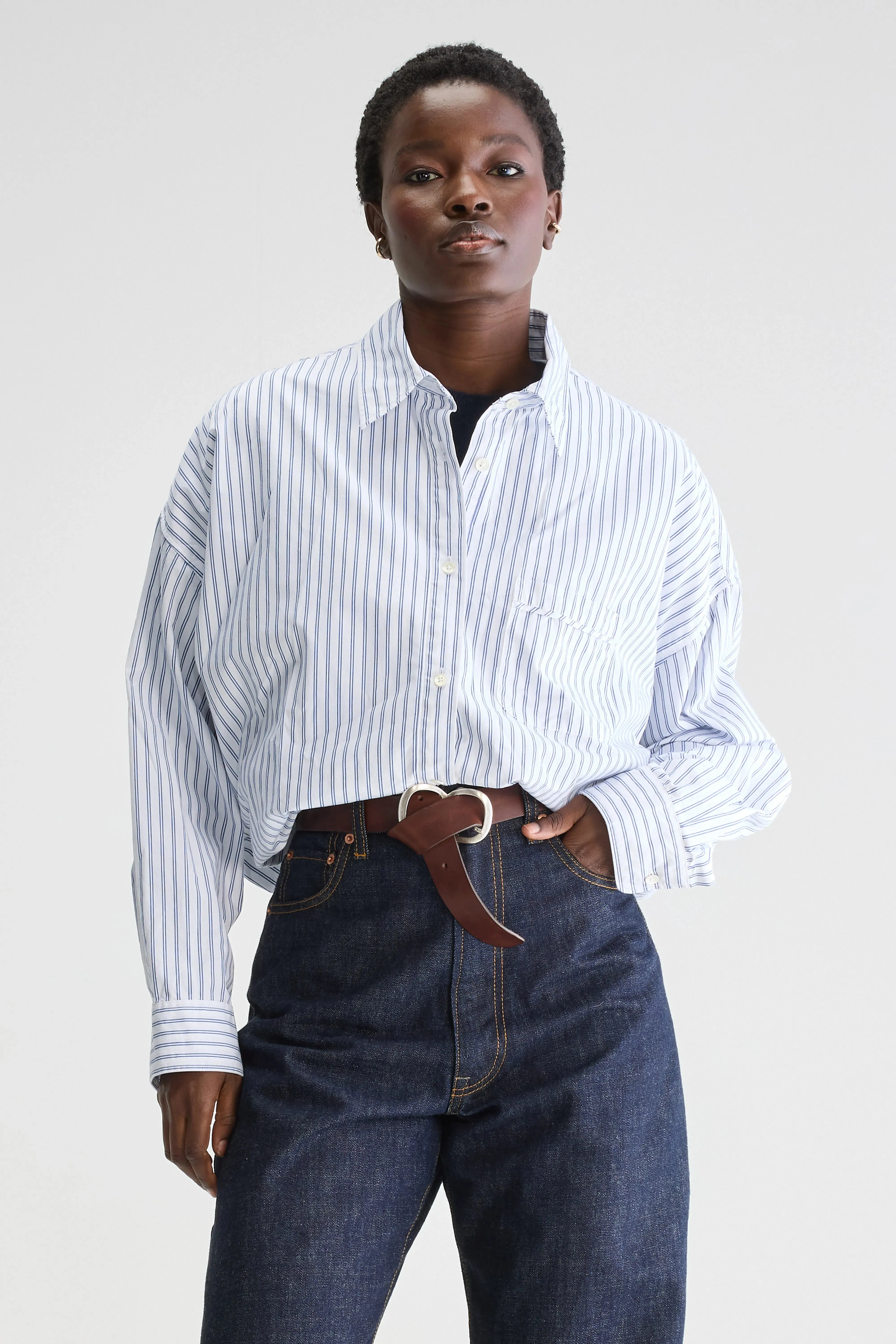 Graham cropped poplin shirt (251 / W / STRIPE P) sold by Bellerose product image thumbnail 2