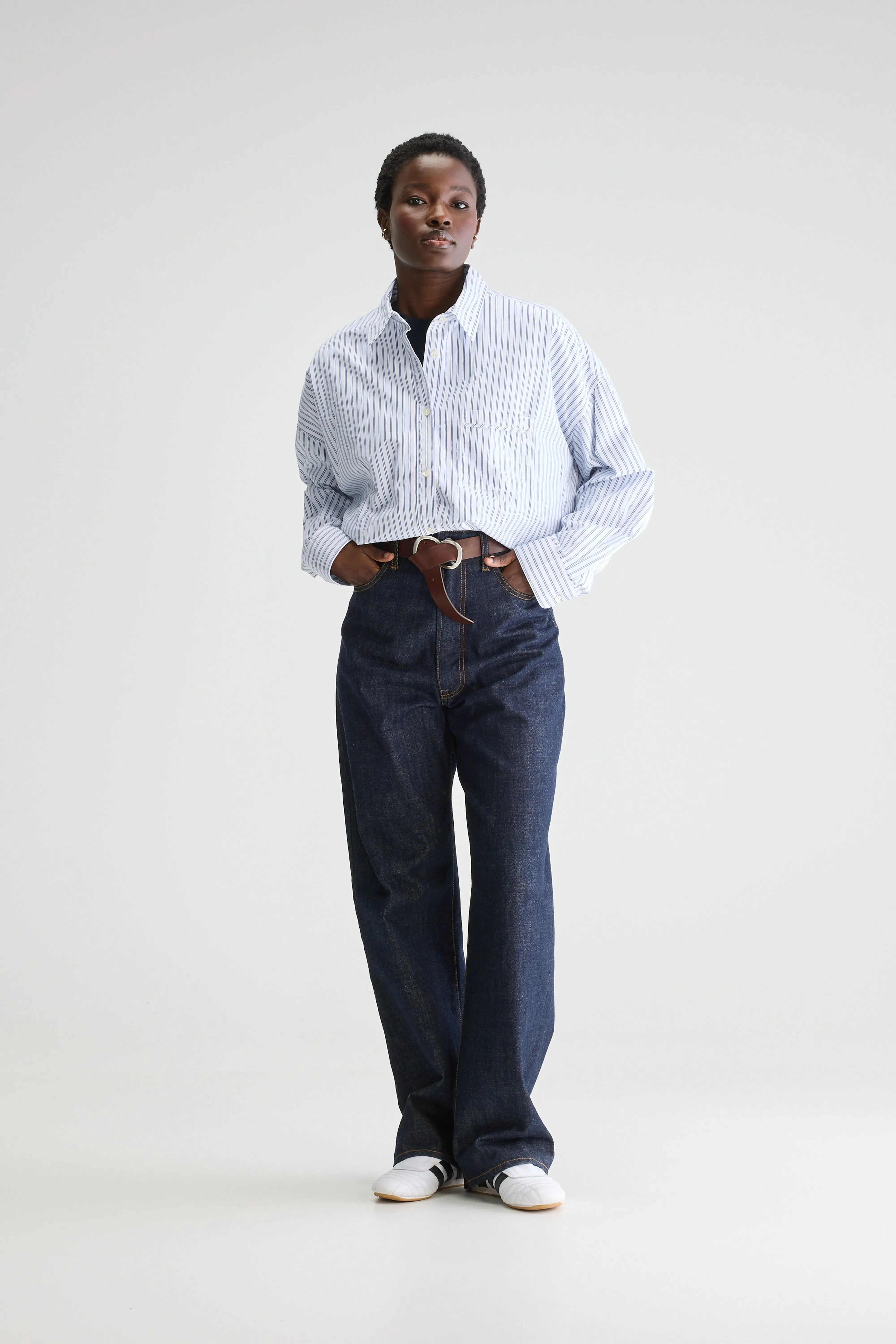 Graham cropped poplin shirt (251 / W / STRIPE P) sold by Bellerose product image thumbnail 3