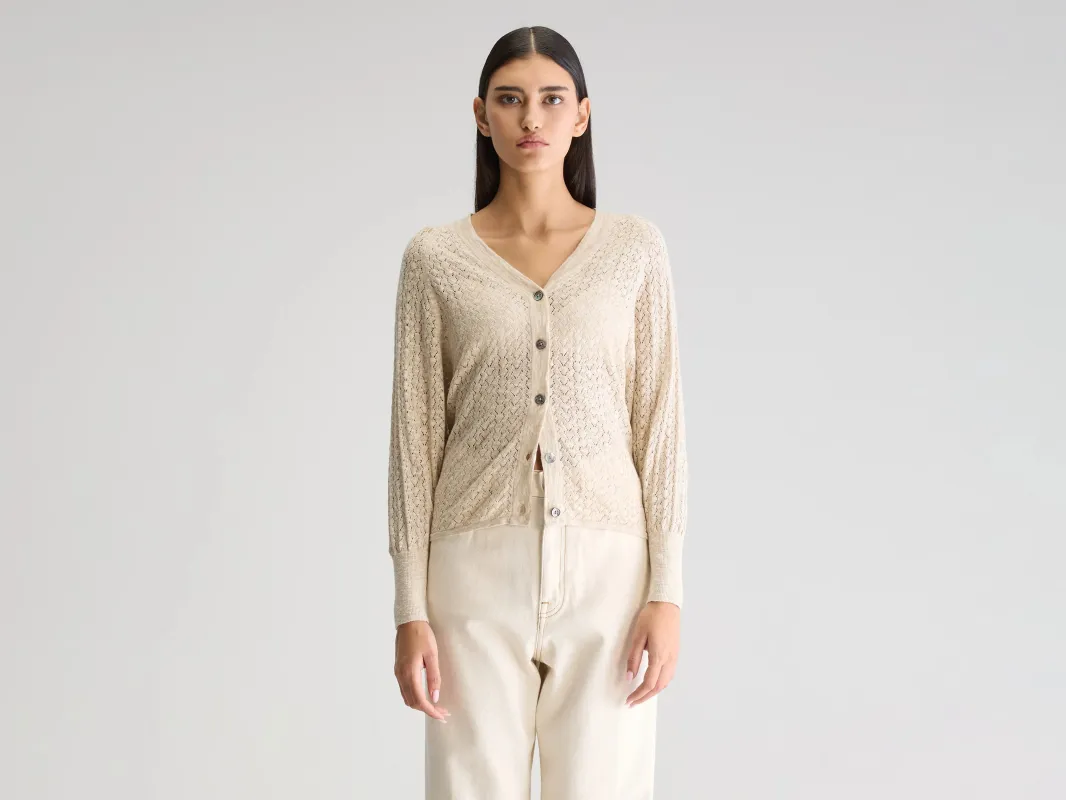 Attin v-neck cardigan (251 / W / BEIGE MELANGE) made by Bellerose