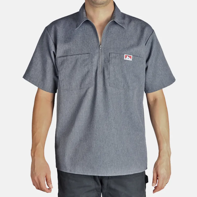 Short Sleeve Solid 1/2 Zip Shirt - Charcoal Heather sold by Ben Davis