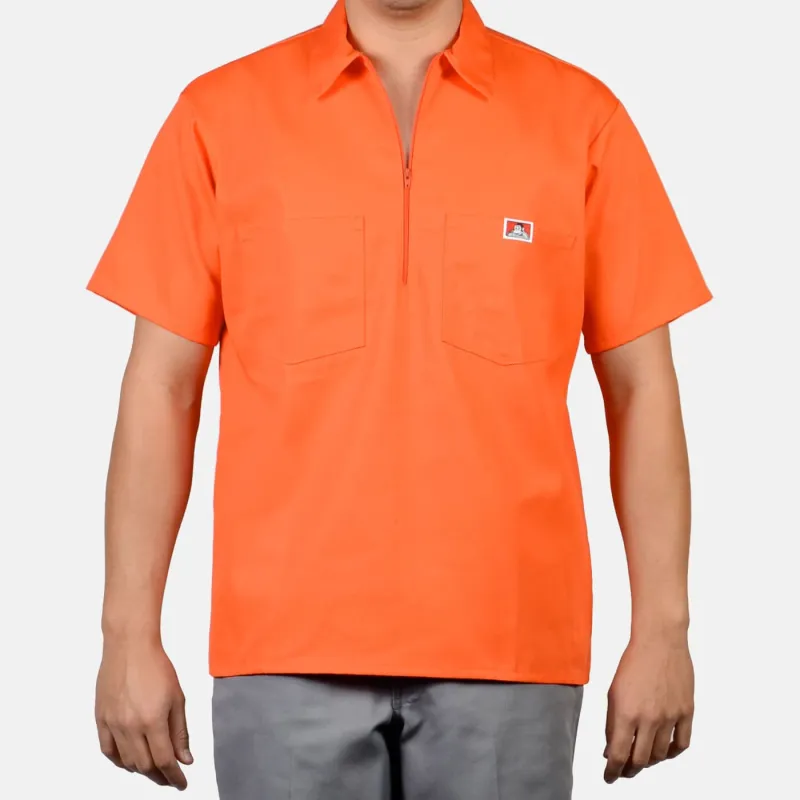 Short Sleeve Solid 1/2 Zip Shirt - Orange sold by Ben Davis