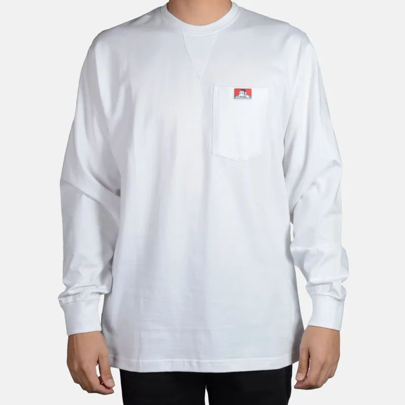 Heavy Duty Long Sleeve Pocket T-Shirt - White made by Ben Davis