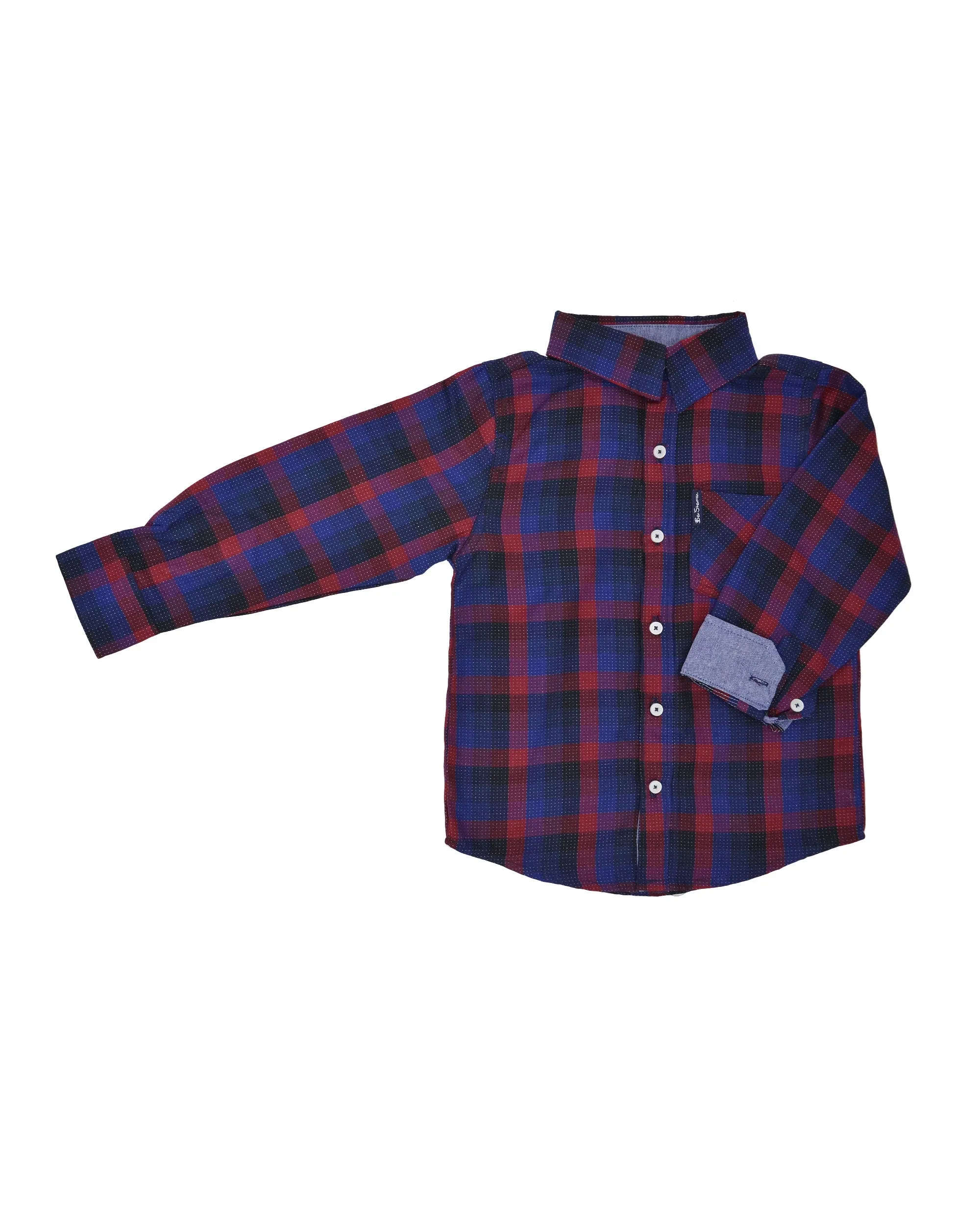 Boys' Black/Blue/Red Plaid Button-Down Shirt (Sizes 4-7) sold by Ben Sherman product image thumbnail 2