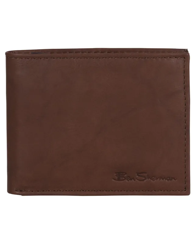 Manchester Marble Crunch Leather Bifold Wallet - Brown made by Heritage