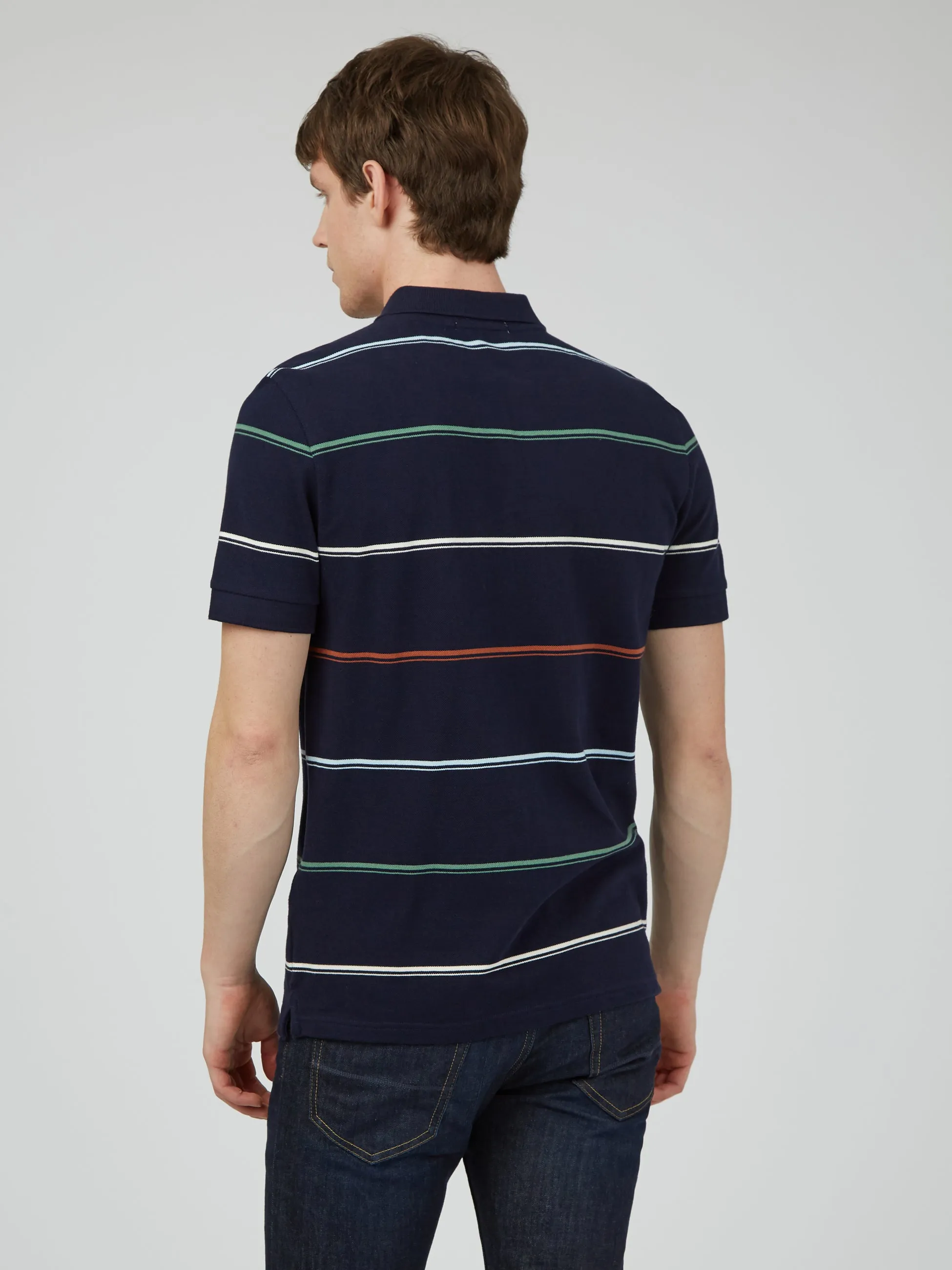 Fine Stripe Jersey Polo - Marine sold by Ben Sherman product image thumbnail 4