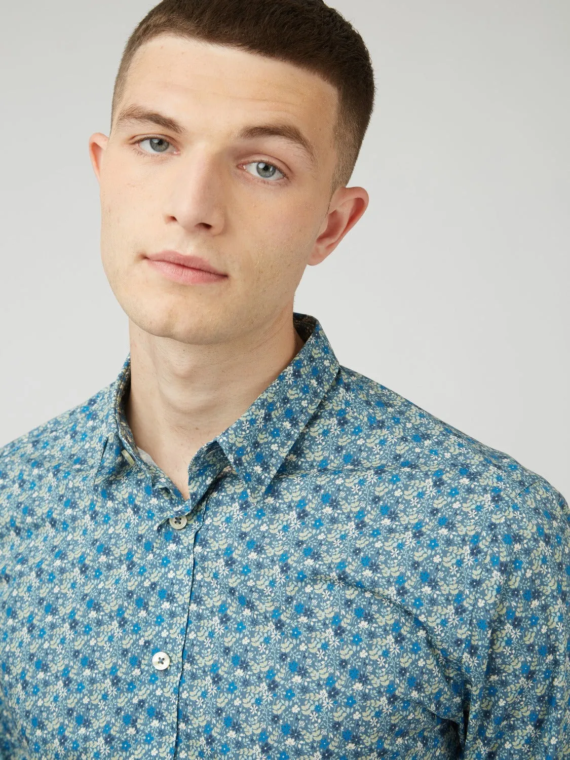 Floral Print Long-Sleeve Shirt - Blue sold by Ben Sherman product image thumbnail 5