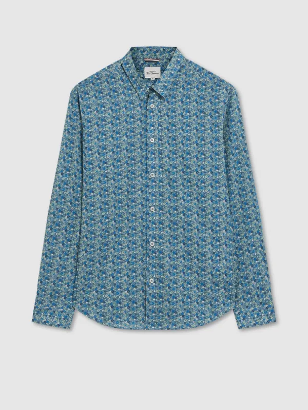 Floral Print Long-Sleeve Shirt - Blue sold by Ben Sherman