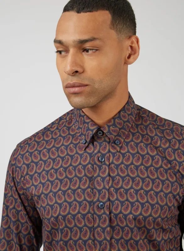 Slim Fit Paisley Print Long-Sleeve Shirt sold by Ben Sherman