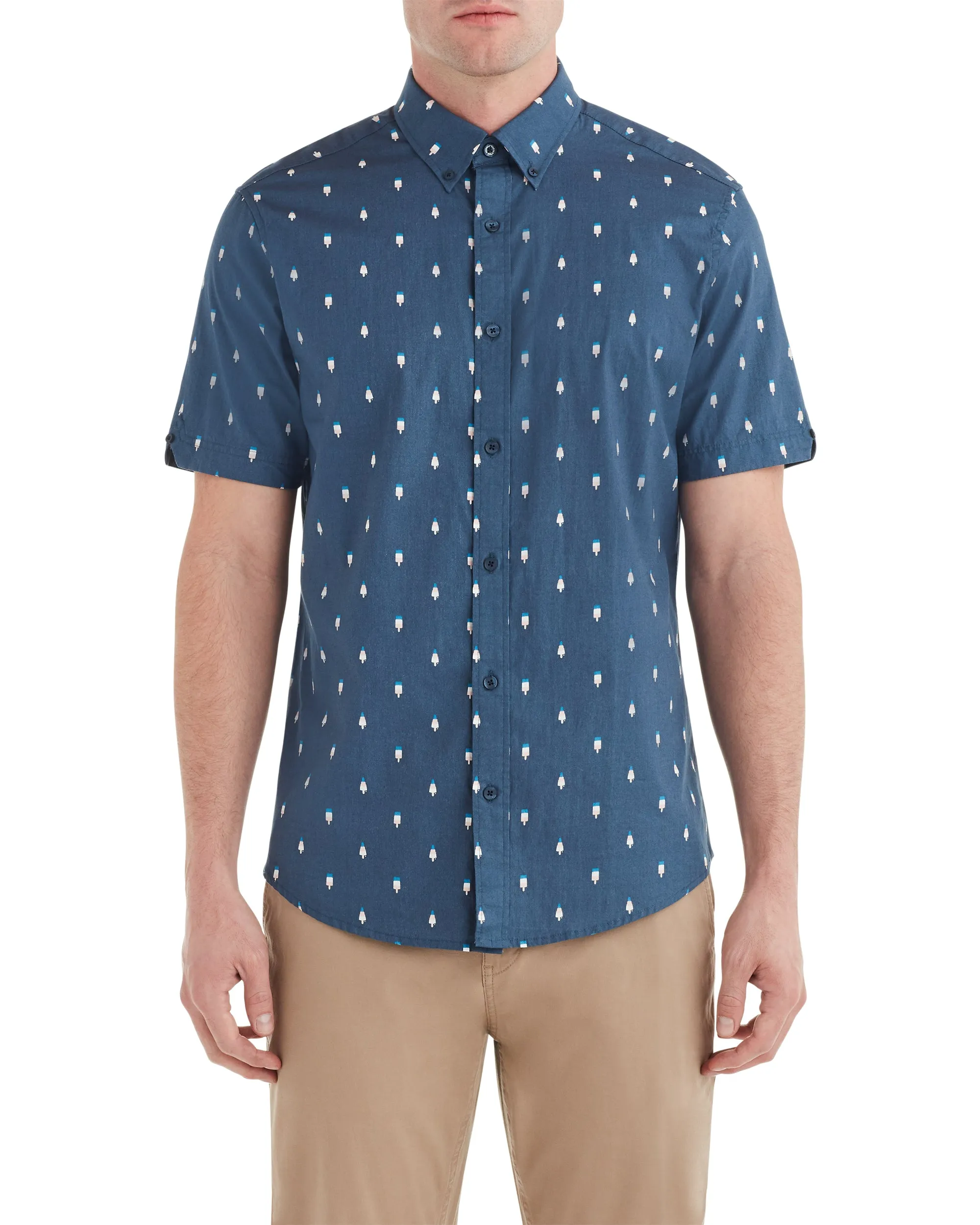 Short-Sleeve Ice Lolly Geo Shirt - Navy sold by Ben Sherman