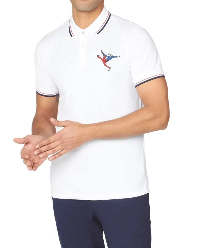 Embroidered Guitar Pique Polo - White made by Ben Sherman