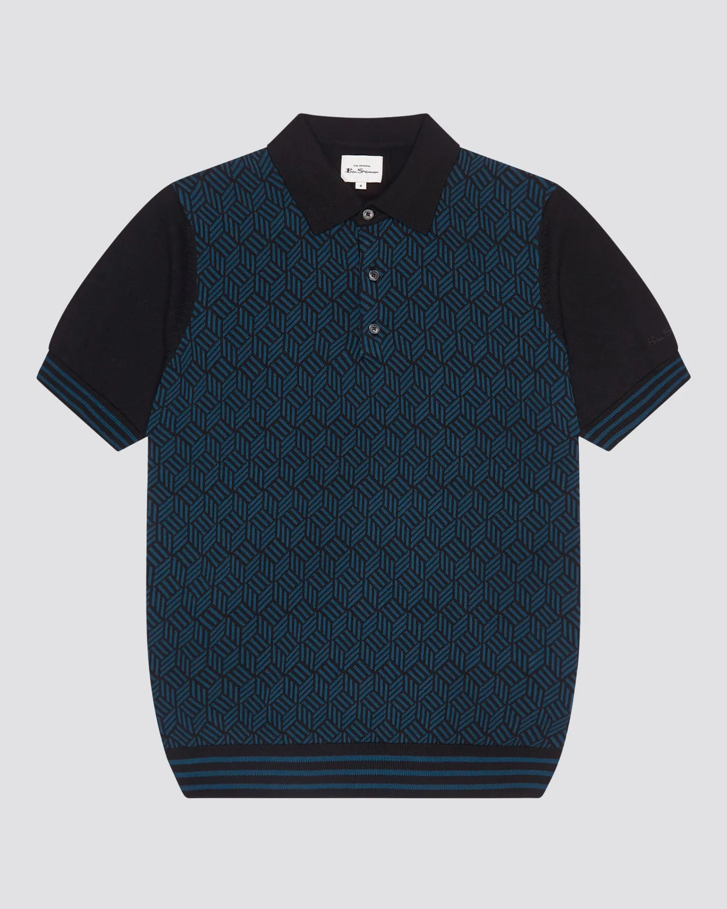 Short-Sleeve Jacquard Striped Polo - Black sold by Ben Sherman product image thumbnail 2
