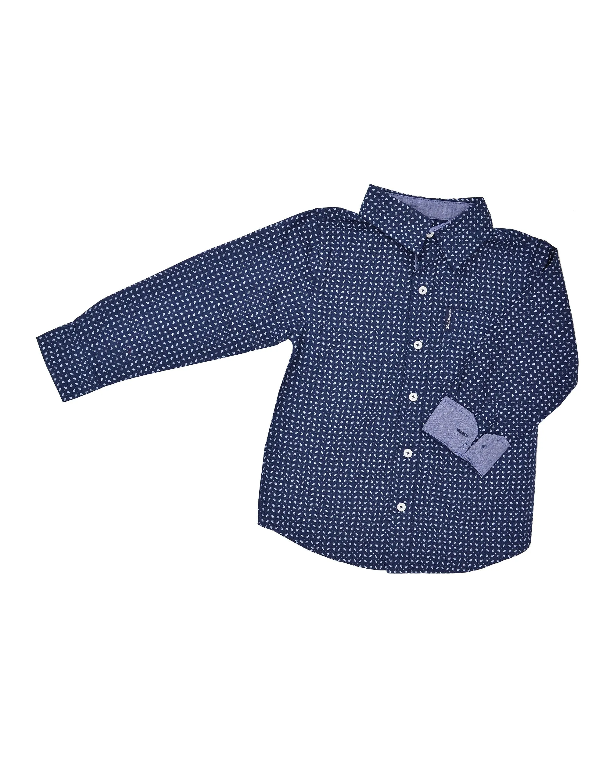Boys' Navy Small Paisley Print Button-Down Shirt (Sizes 4-7) sold by Ben Sherman product image thumbnail 2