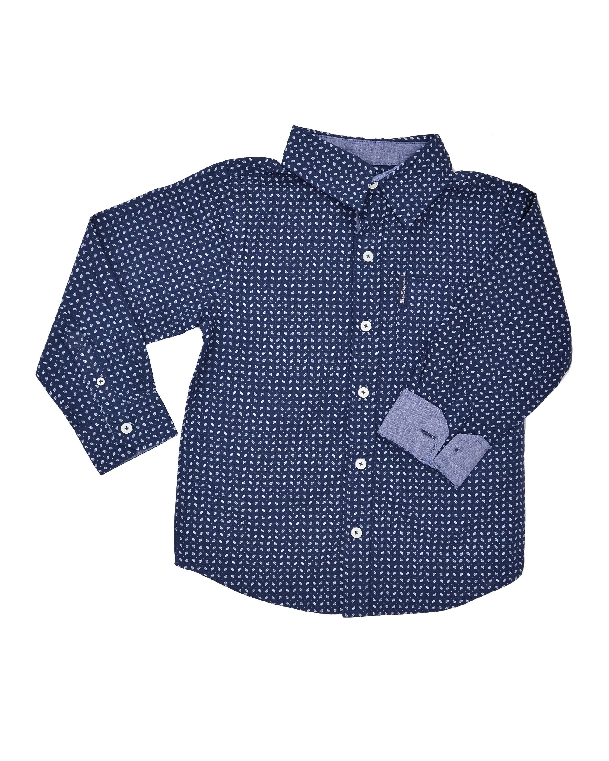 Boys' Navy Small Paisley Print Button-Down Shirt (Sizes 4-7) sold by Ben Sherman