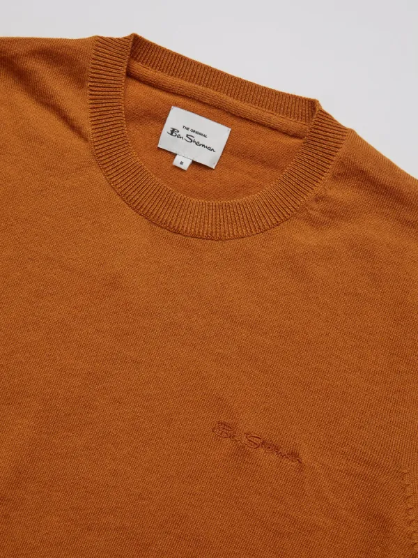 Signature Knit Crewneck Sweater - Ochre sold by Ben Sherman