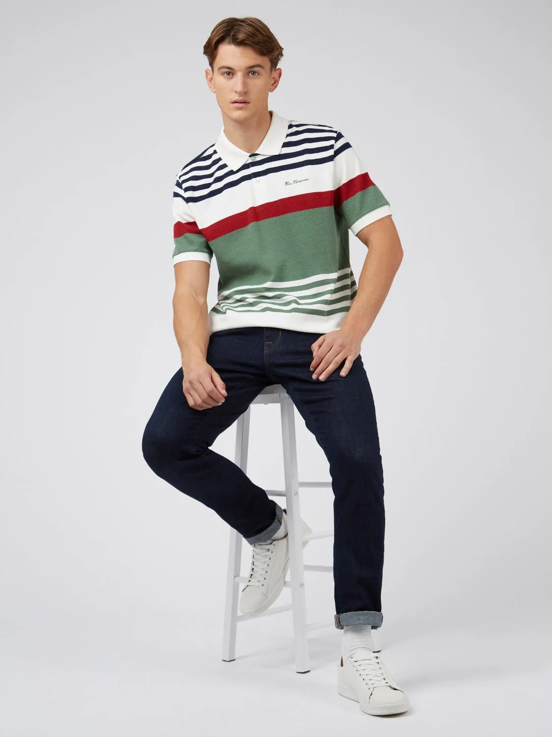 Signature Textured Stripe Polo sold by Ben Sherman product image thumbnail 4