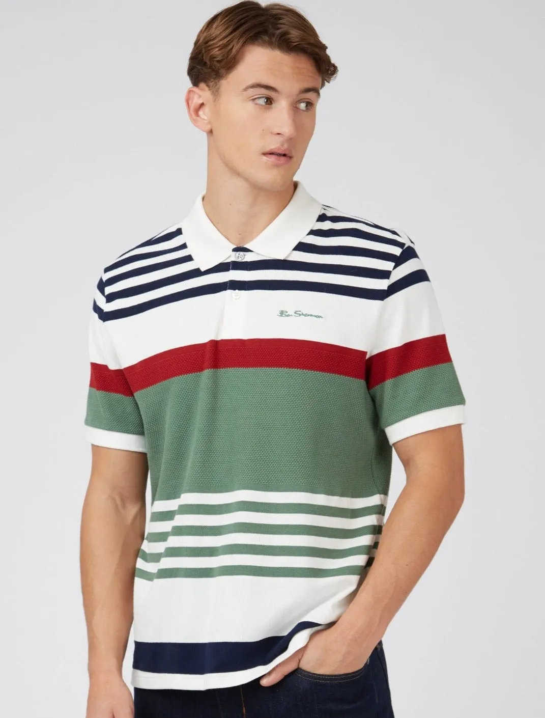 Signature Textured Stripe Polo sold by Ben Sherman