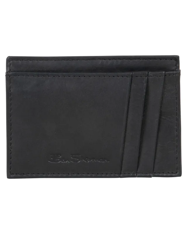 Manchester Full Grain Marble Crunch Leather Slim Card Case - Black made by Heritage