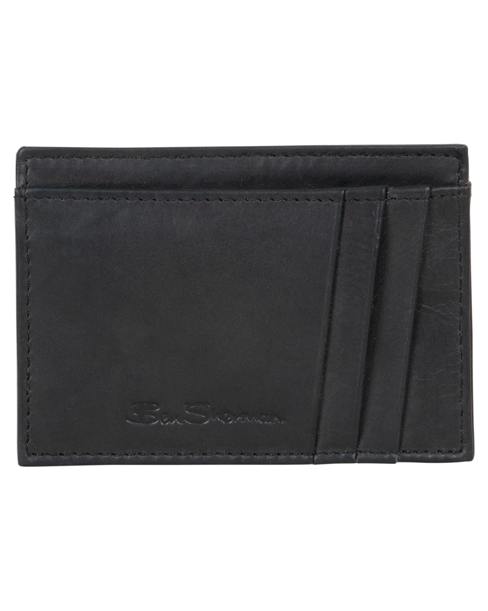 Manchester Full Grain Marble Crunch Leather Slim Card Case - Black sold by Ben Sherman