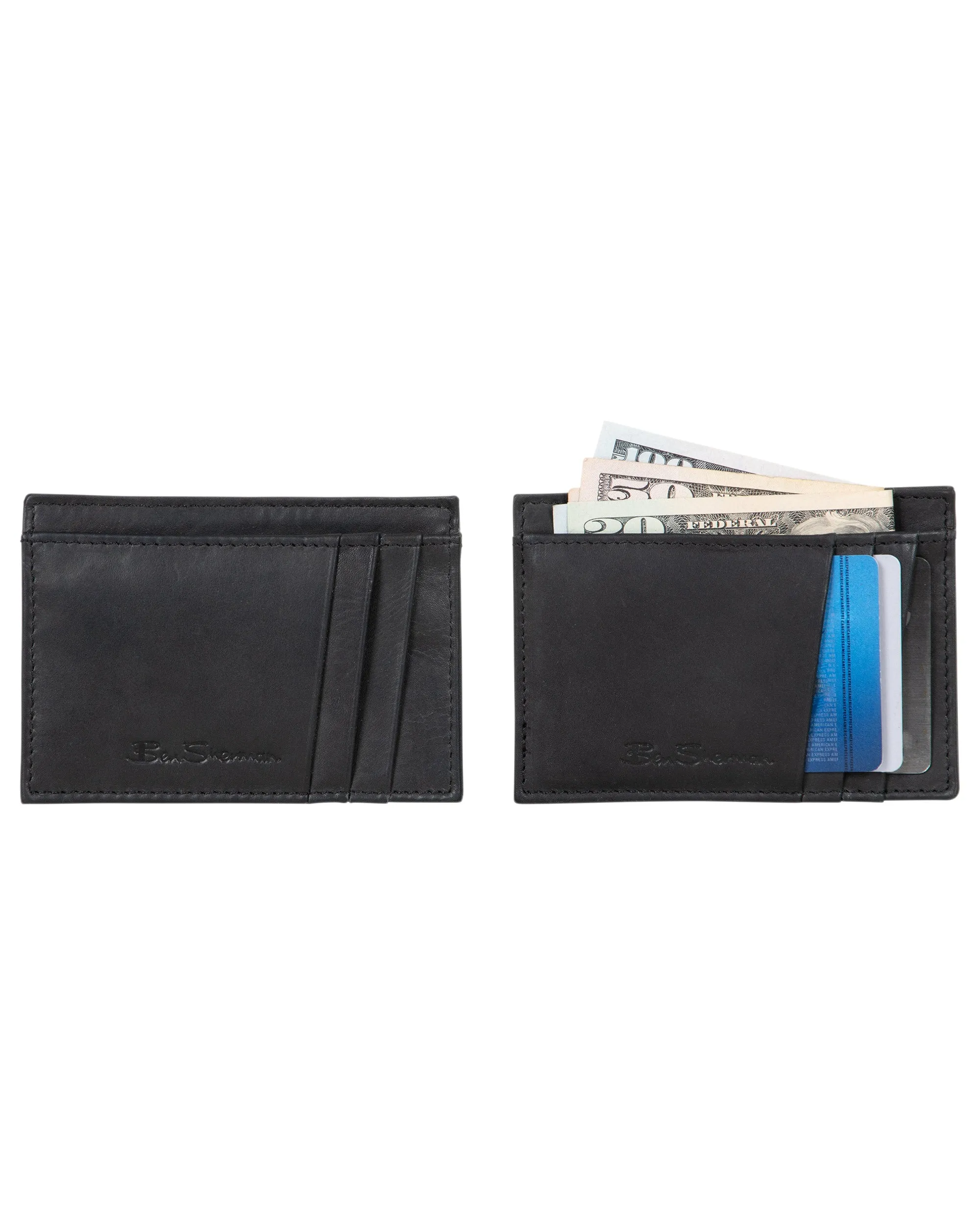 Manchester Full Grain Marble Crunch Leather Slim Card Case - Black sold by Ben Sherman product image thumbnail 3