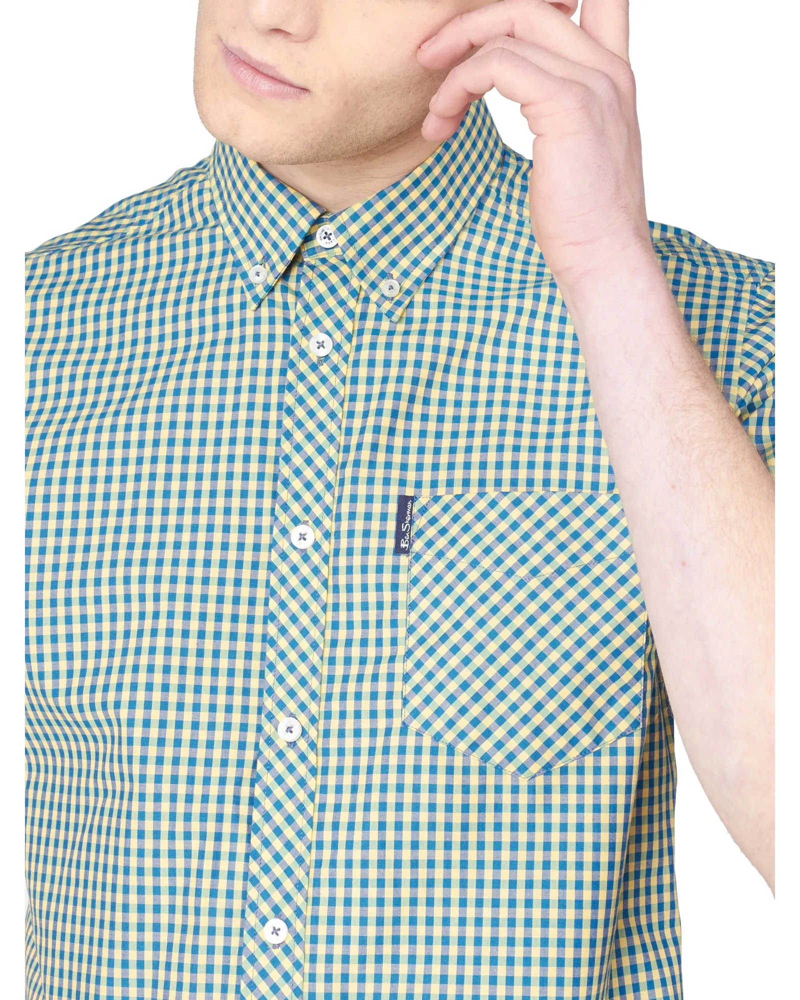 Short-Sleeve Gingham Shirt - Yellow sold by Ben Sherman product image thumbnail 4