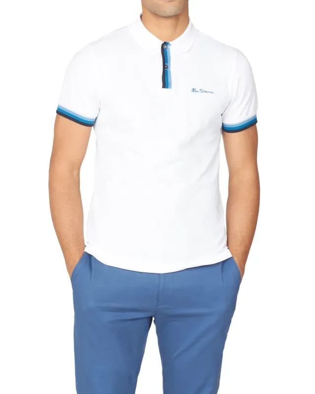 Placket Interest Polo - White sold by Ben Sherman