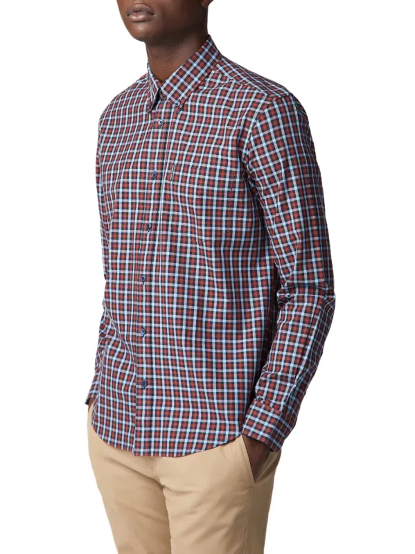 Long-Sleeve House Gingham Shirt - Chestnut sold by Ben Sherman