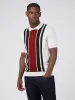 Iconic Vertical Textured Stripe Mod Knit Polo - Ivory sold by Ben Sherman
