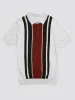 Iconic Vertical Textured Stripe Mod Knit Polo - Ivory sold by Ben Sherman