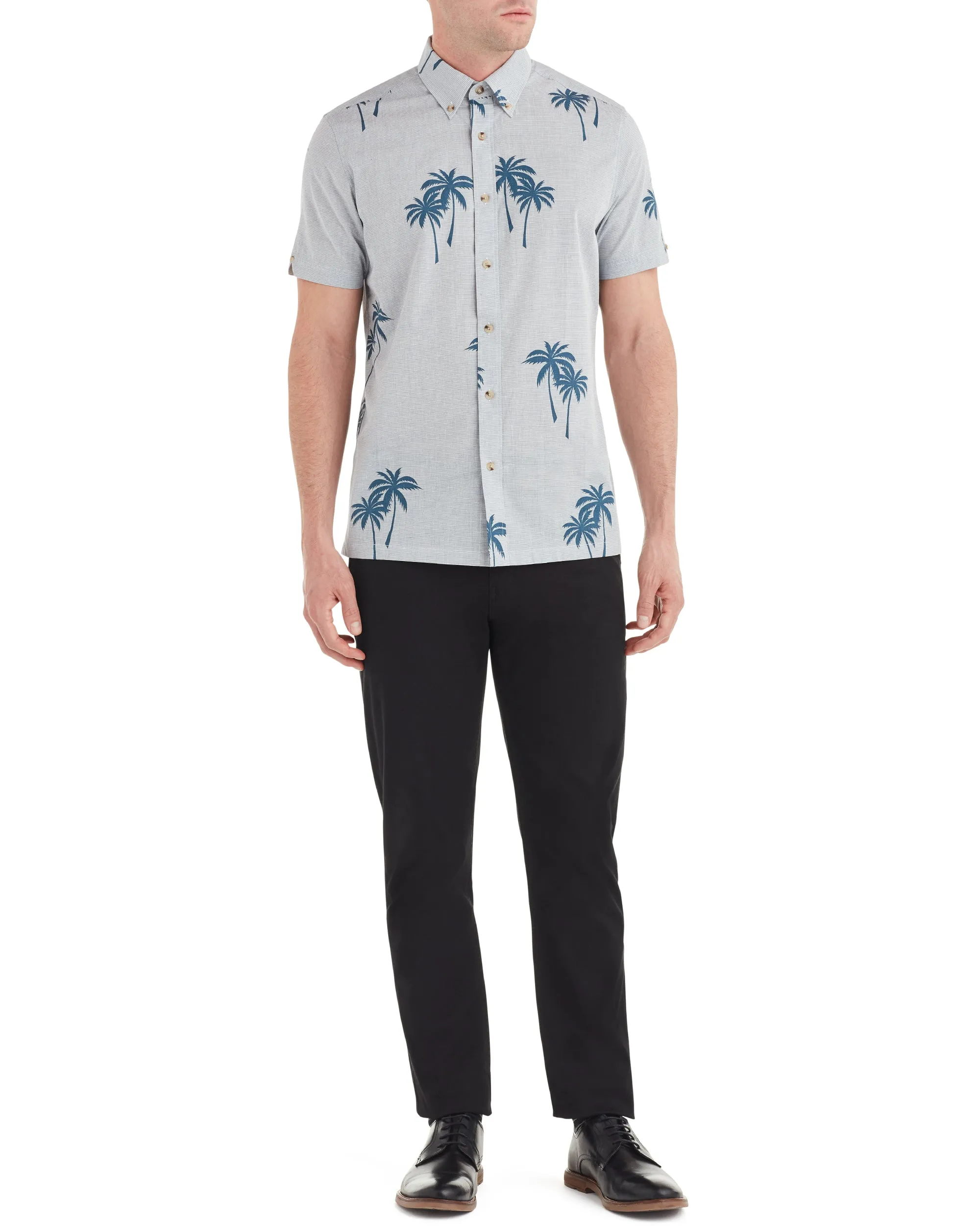 Short-Sleeve Palm Print Shirt - Dark Blue sold by Ben Sherman product image thumbnail 3