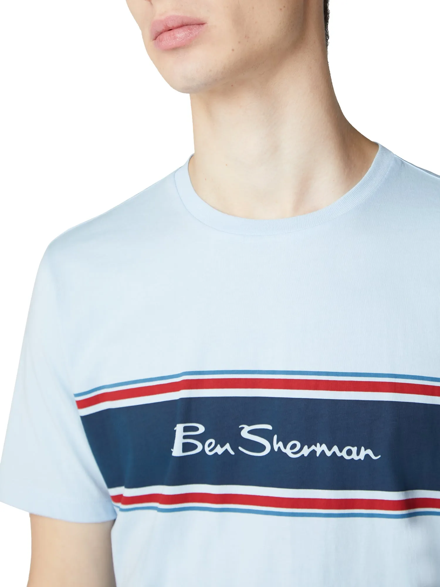 Chest Stripe Logo Print Tee - Sky sold by Ben Sherman product image thumbnail 3