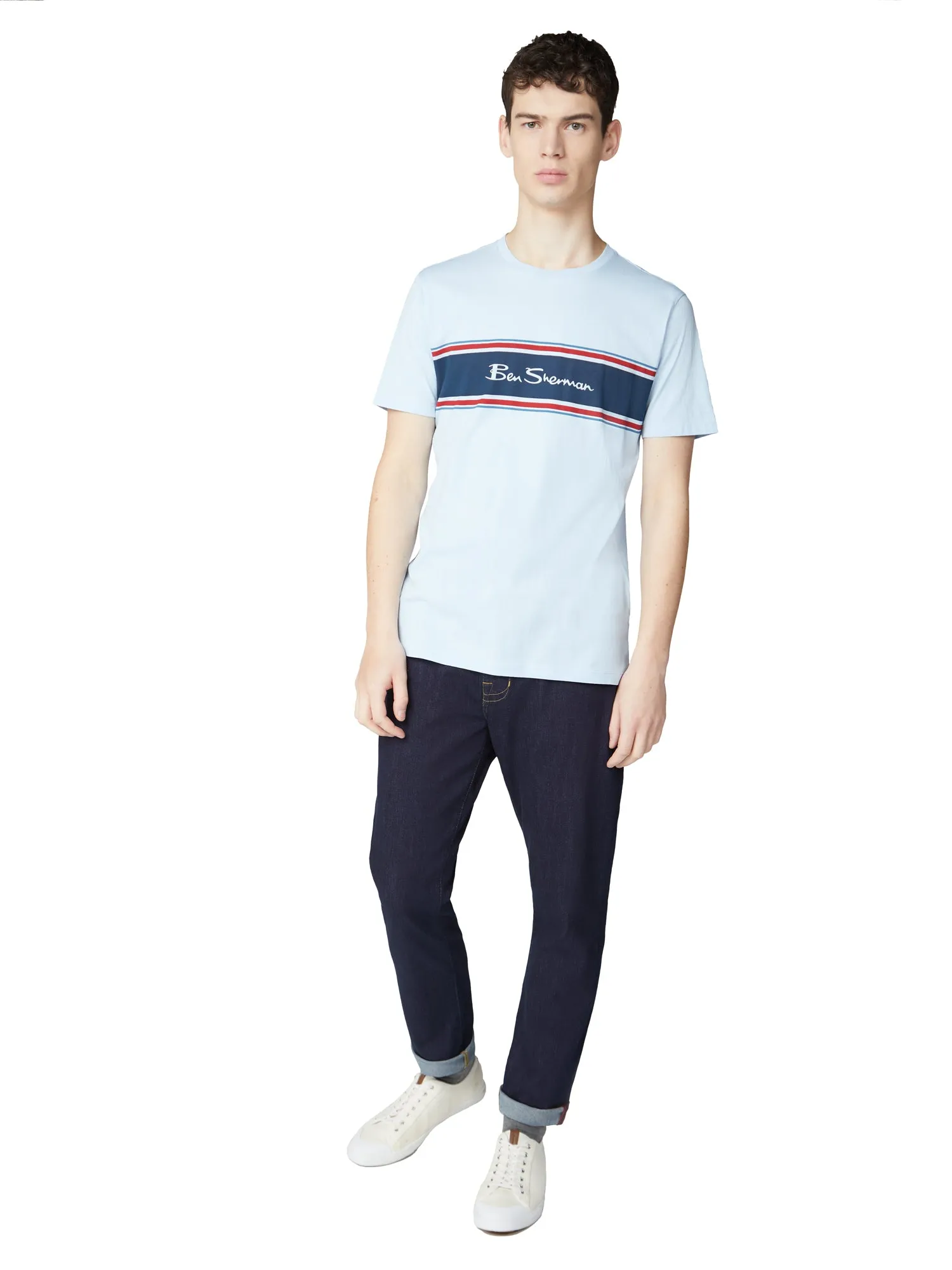 Chest Stripe Logo Print Tee - Sky sold by Ben Sherman product image thumbnail 4