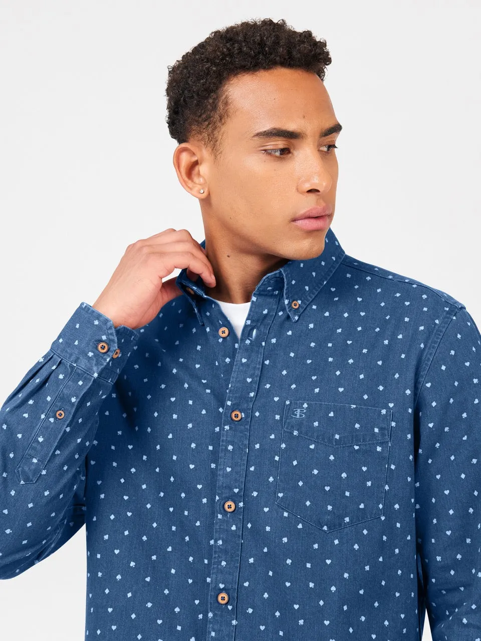 Long Sleeve Indigo Card Print Shirt sold by Ben Sherman product image thumbnail 2