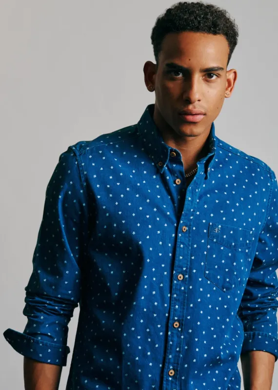 Long Sleeve Indigo Card Print Shirt sold by Ben Sherman