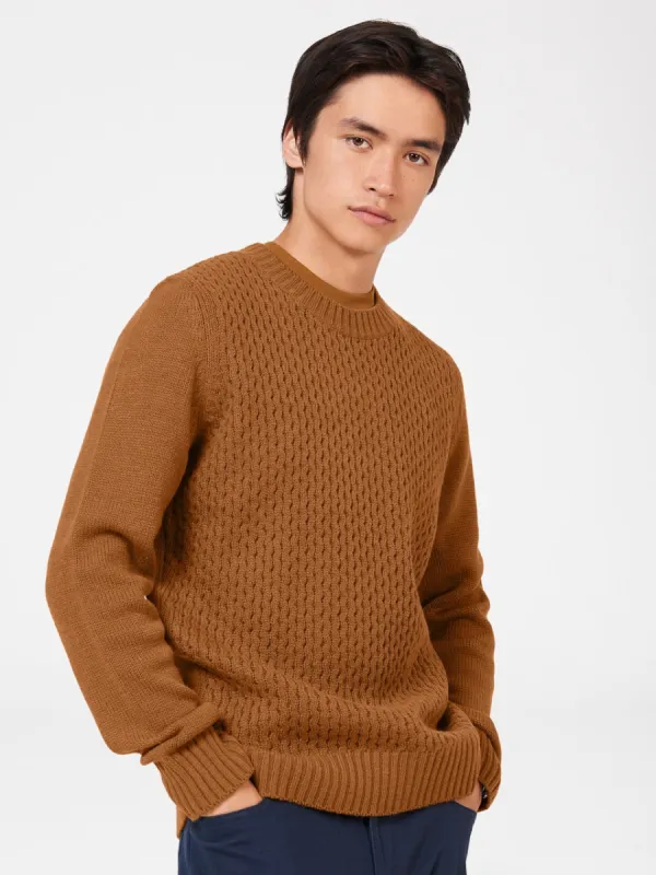 Aran Knit Crewneck Sweater - Ginger sold by Ben Sherman